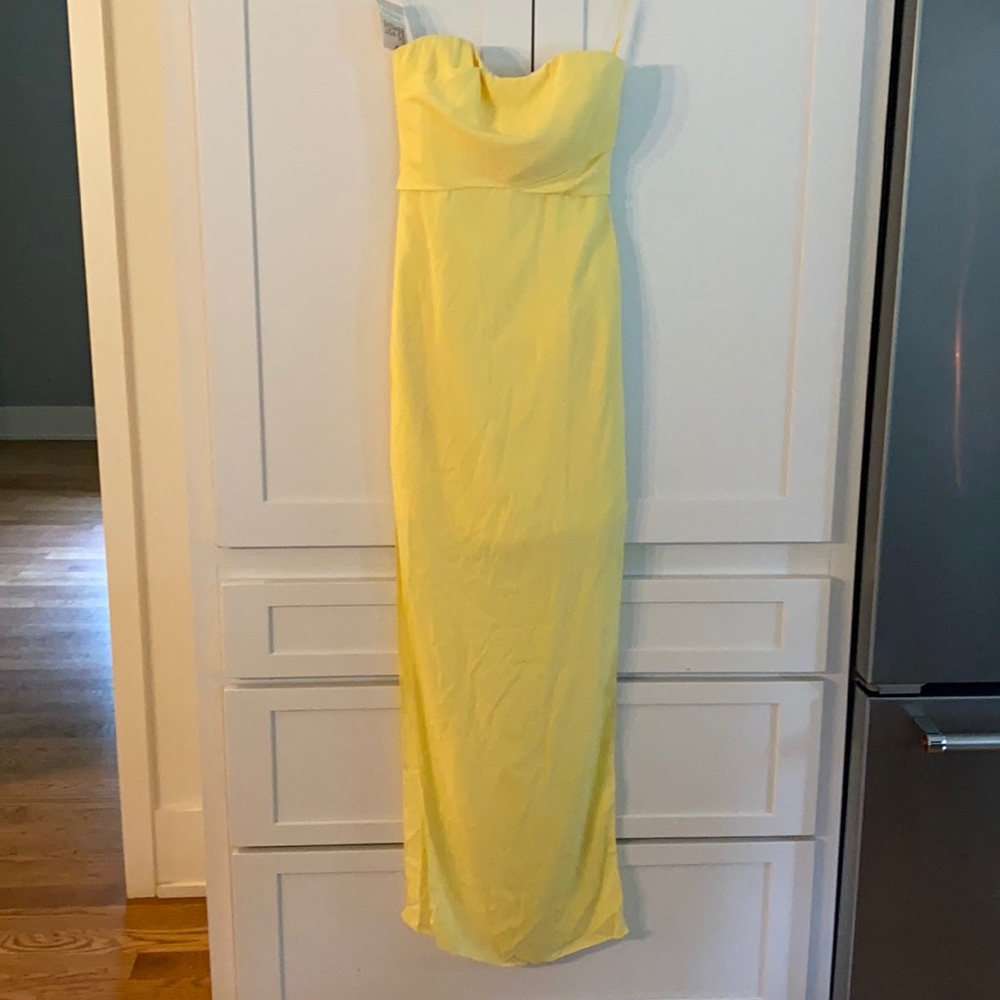 NWT Fame & Partners Strapless Chiffon Overlay Gown